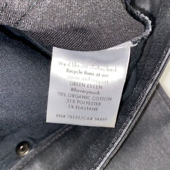 Eileen Fisher Women's Black Organic Cotton Blend Wax Coated Skinny Jeans Size 8 - Picture 9 of 10